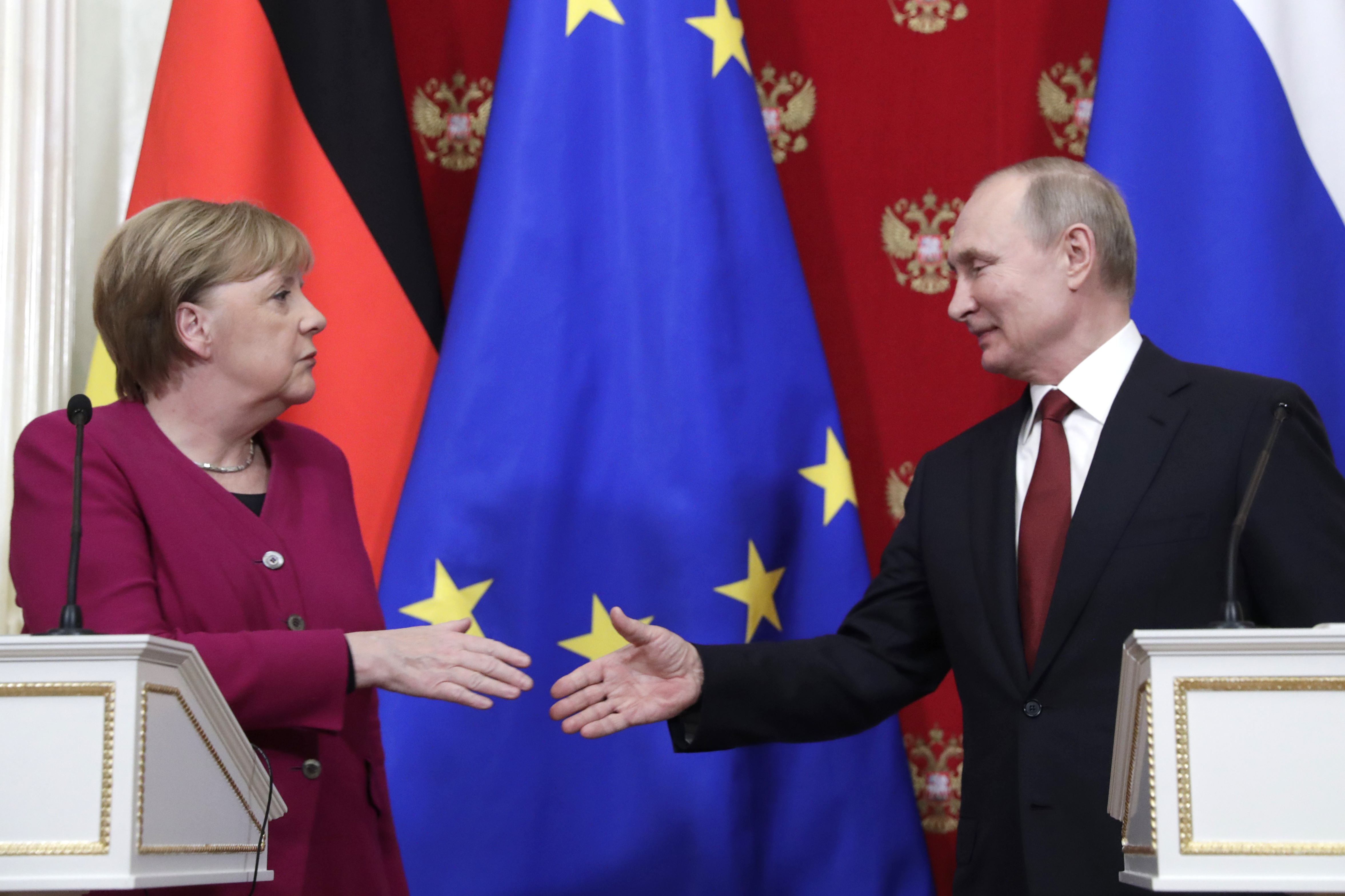 Angela Merkel und Russlands Präsident Wladimir Putin in Moaskau.