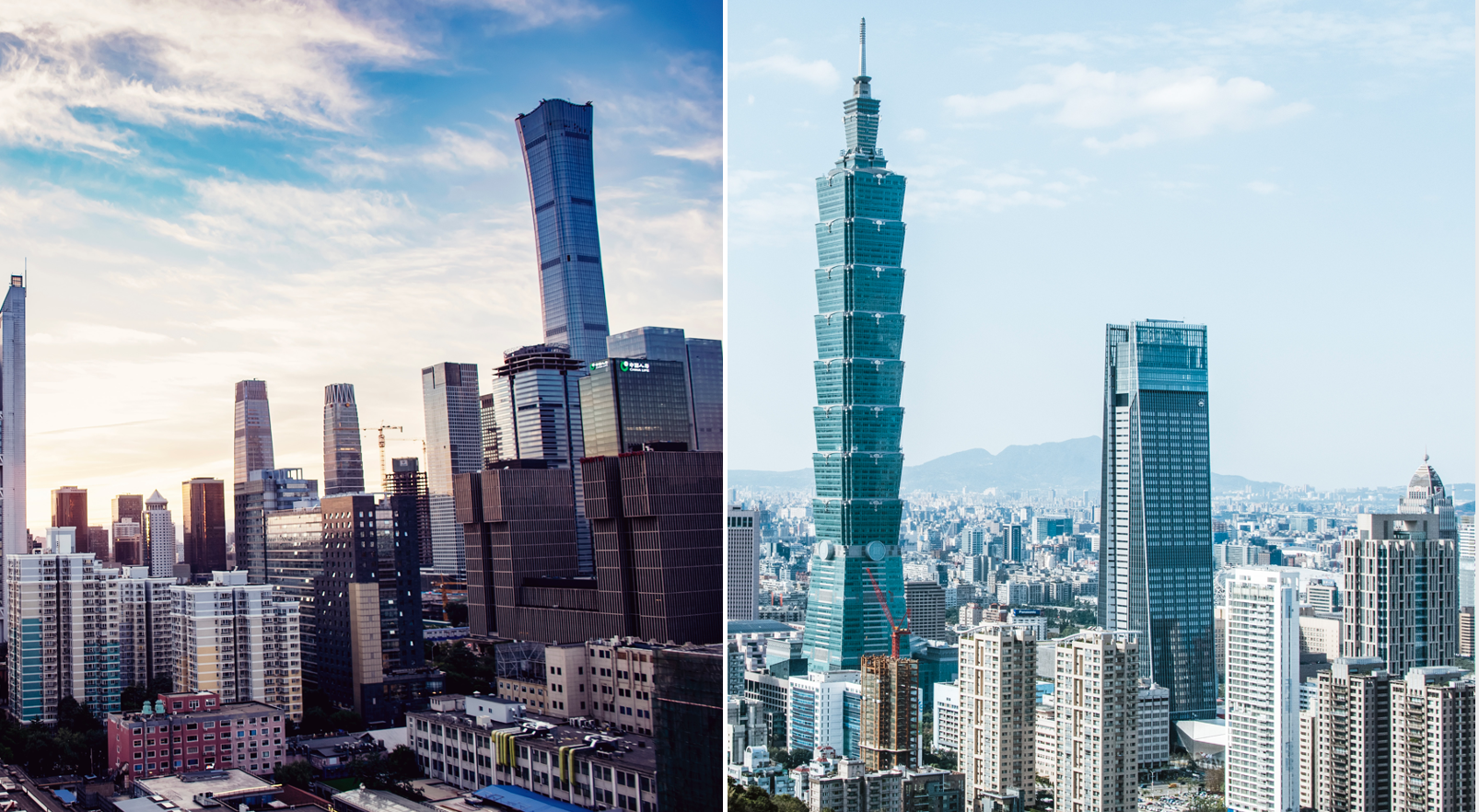 links Peking, rechts Taipeh