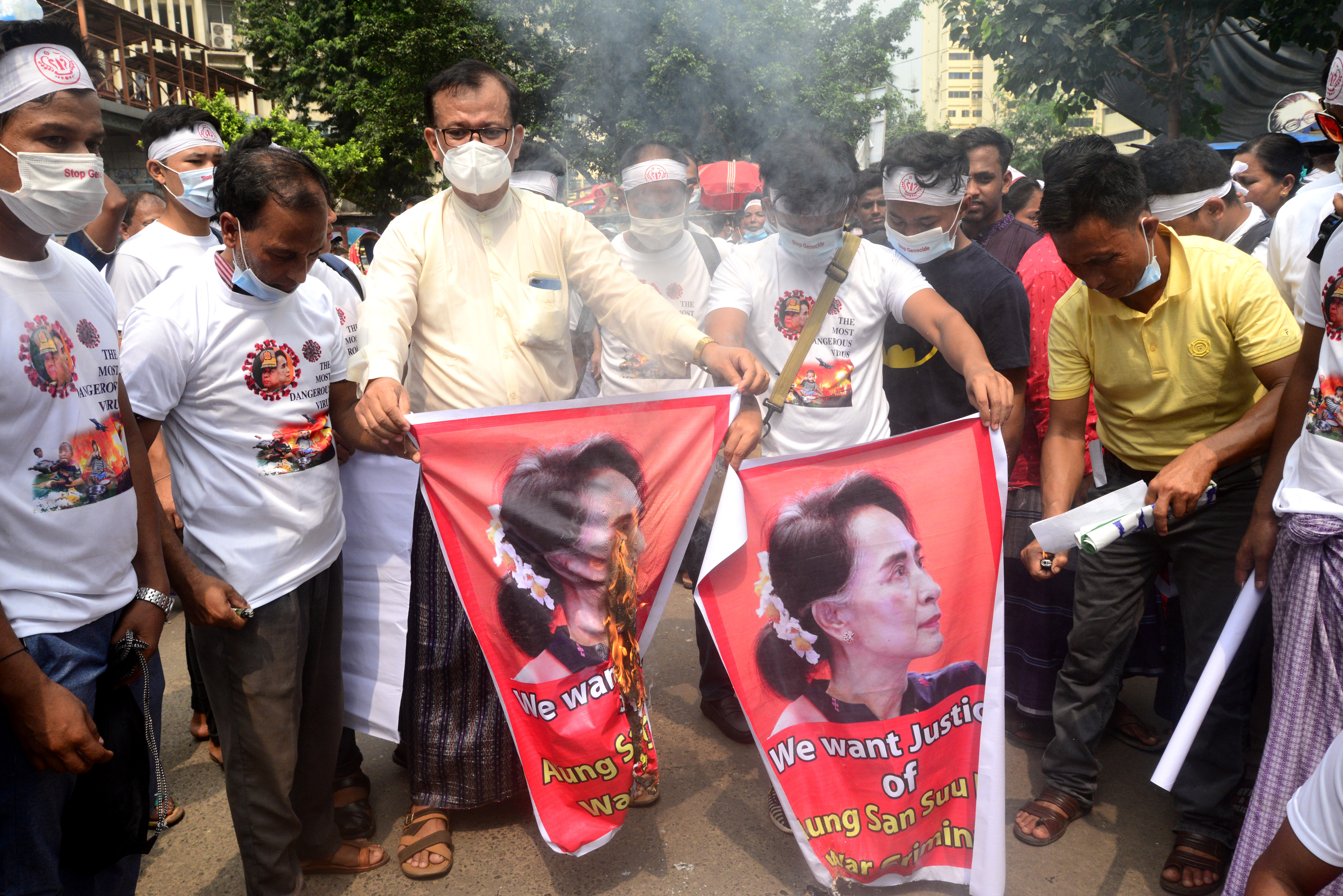 Myanmar Demonstranten in Rakhine