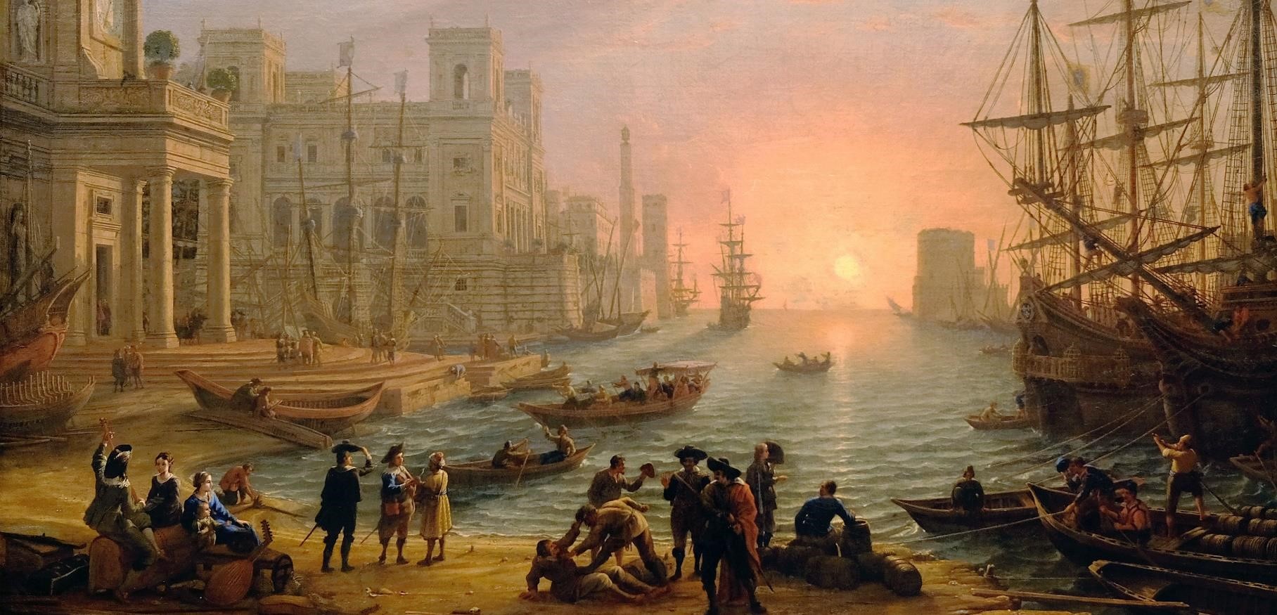 Claude Lorrain: Sea Port at Sunset (1639)