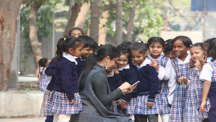 Teacher sharing the app with students