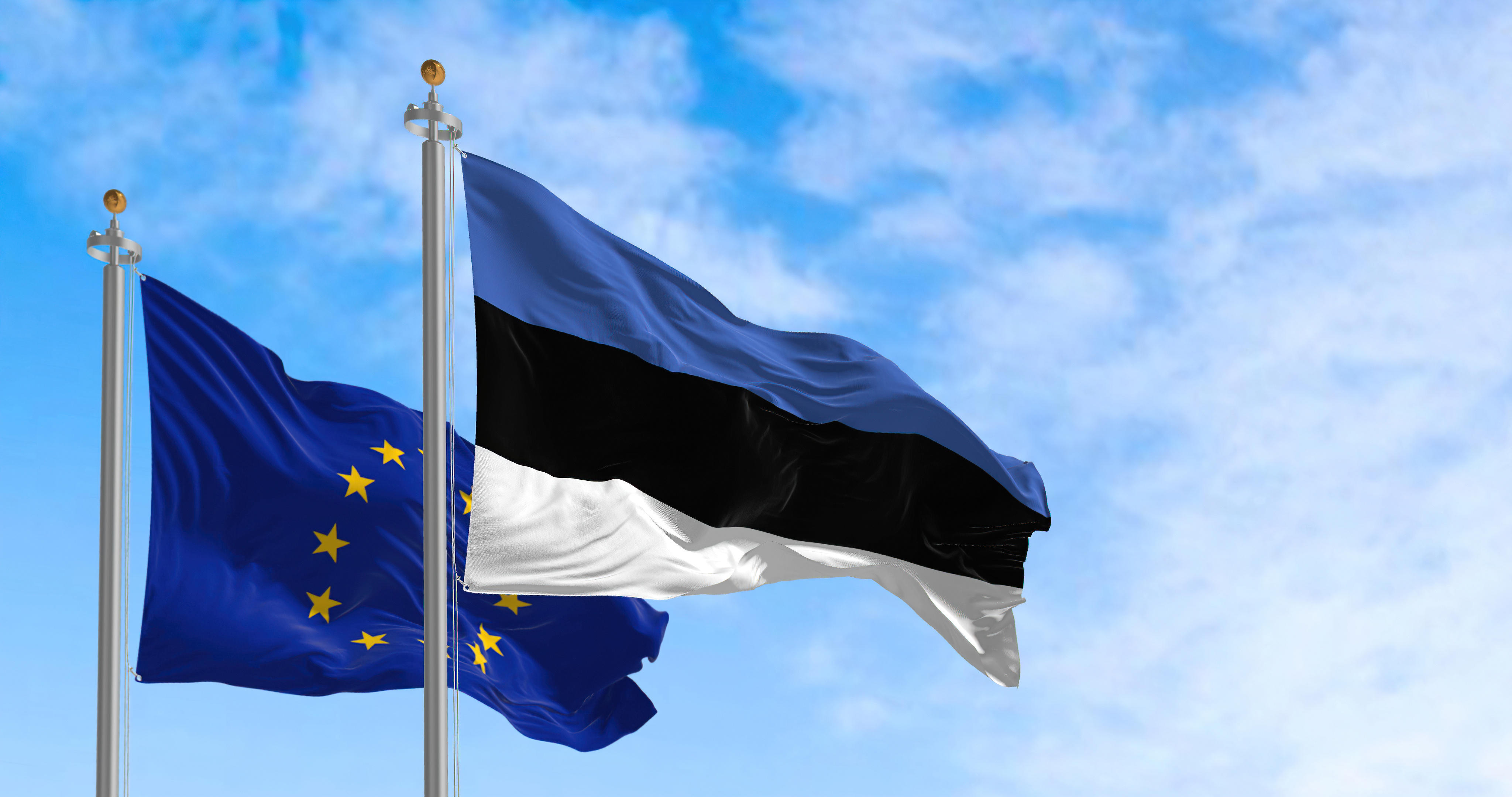 Estonian and European Flag 