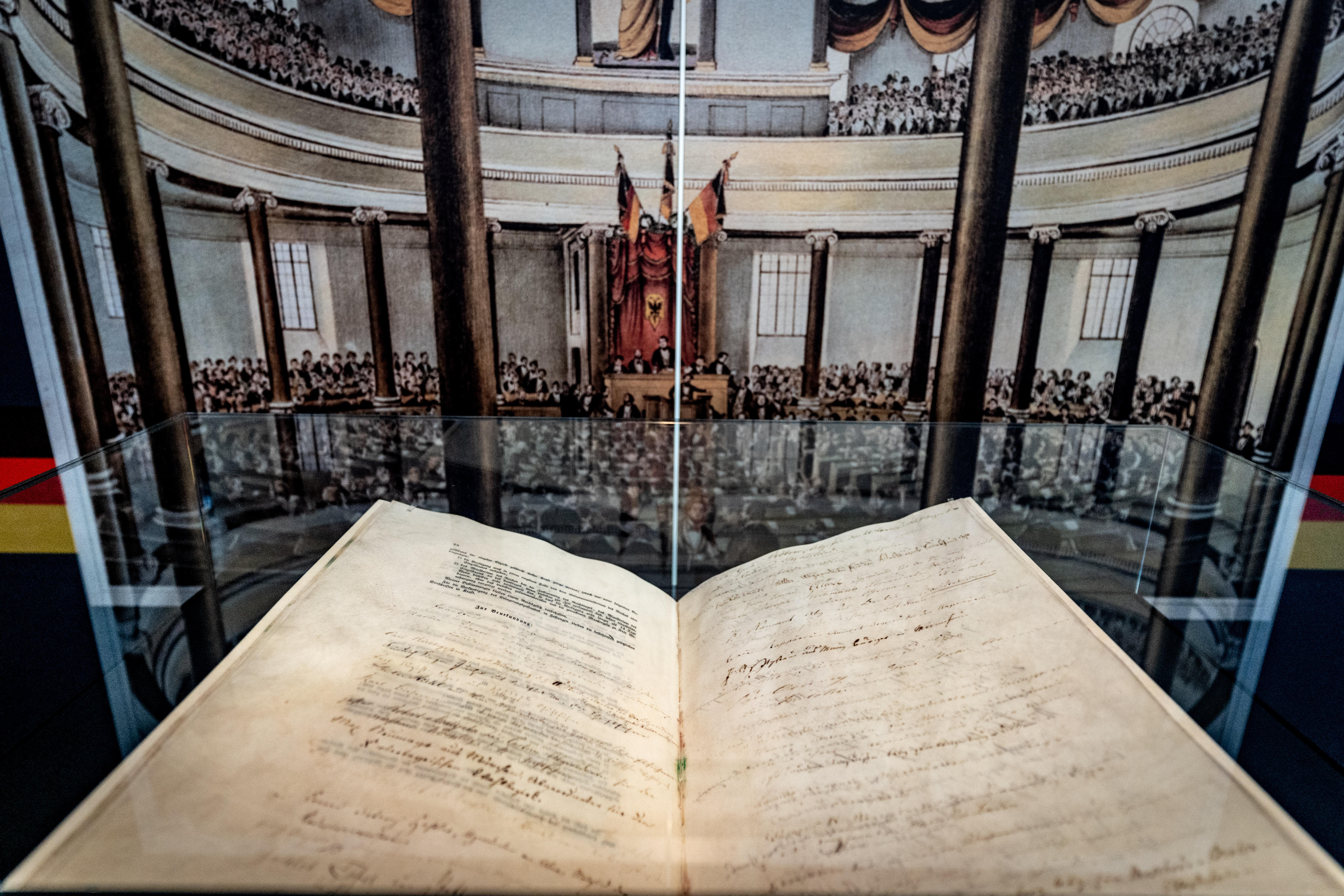 Die Paulskirchenverfassung vom 28. Maerz 1849" in der Paulskirche in Frankfurt am Main