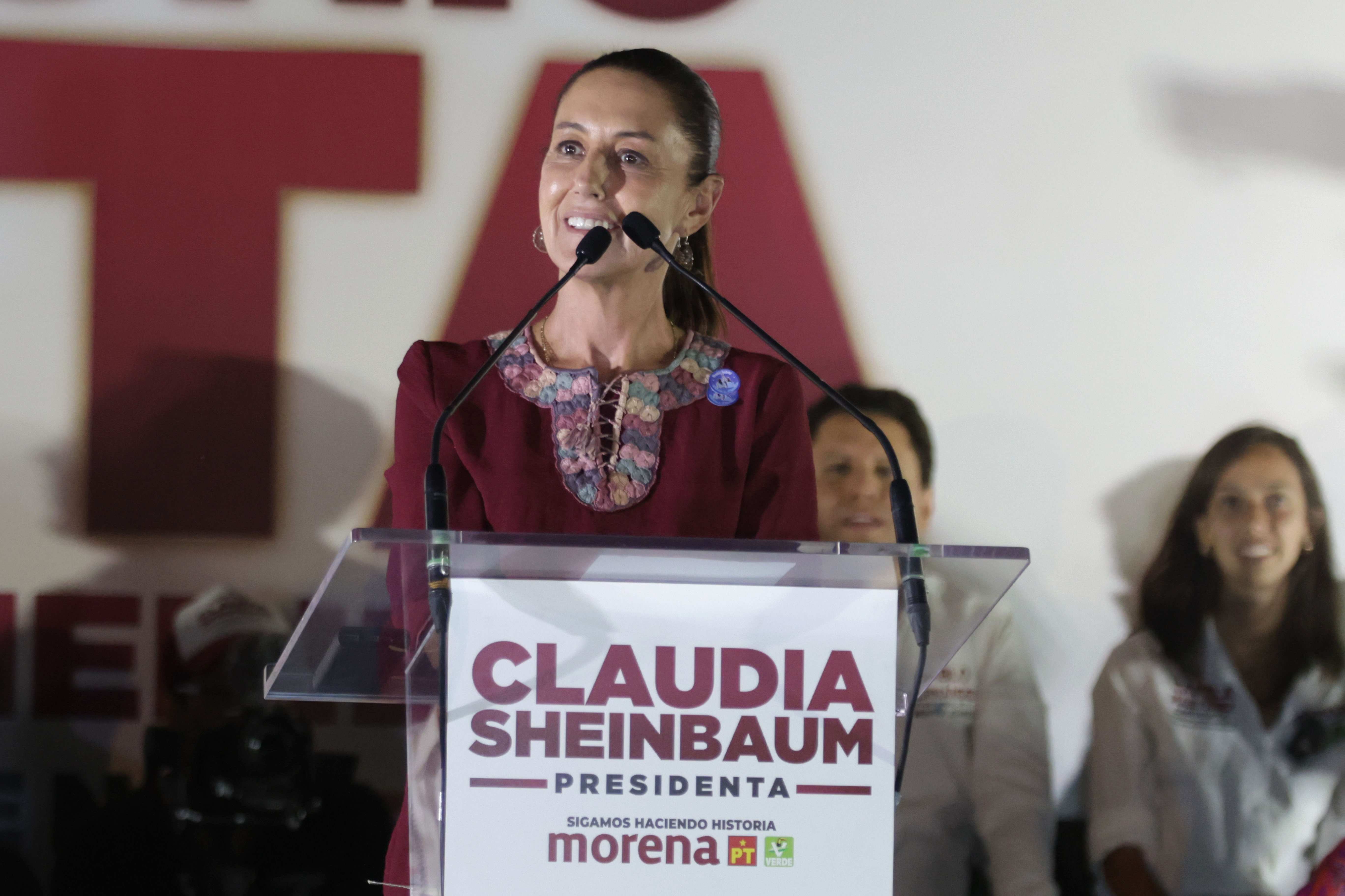 Claudia Sheinbaum, the Mexican presidential candidate of the ‘Let's keep making history’ alliance, speaks during a campaign event.