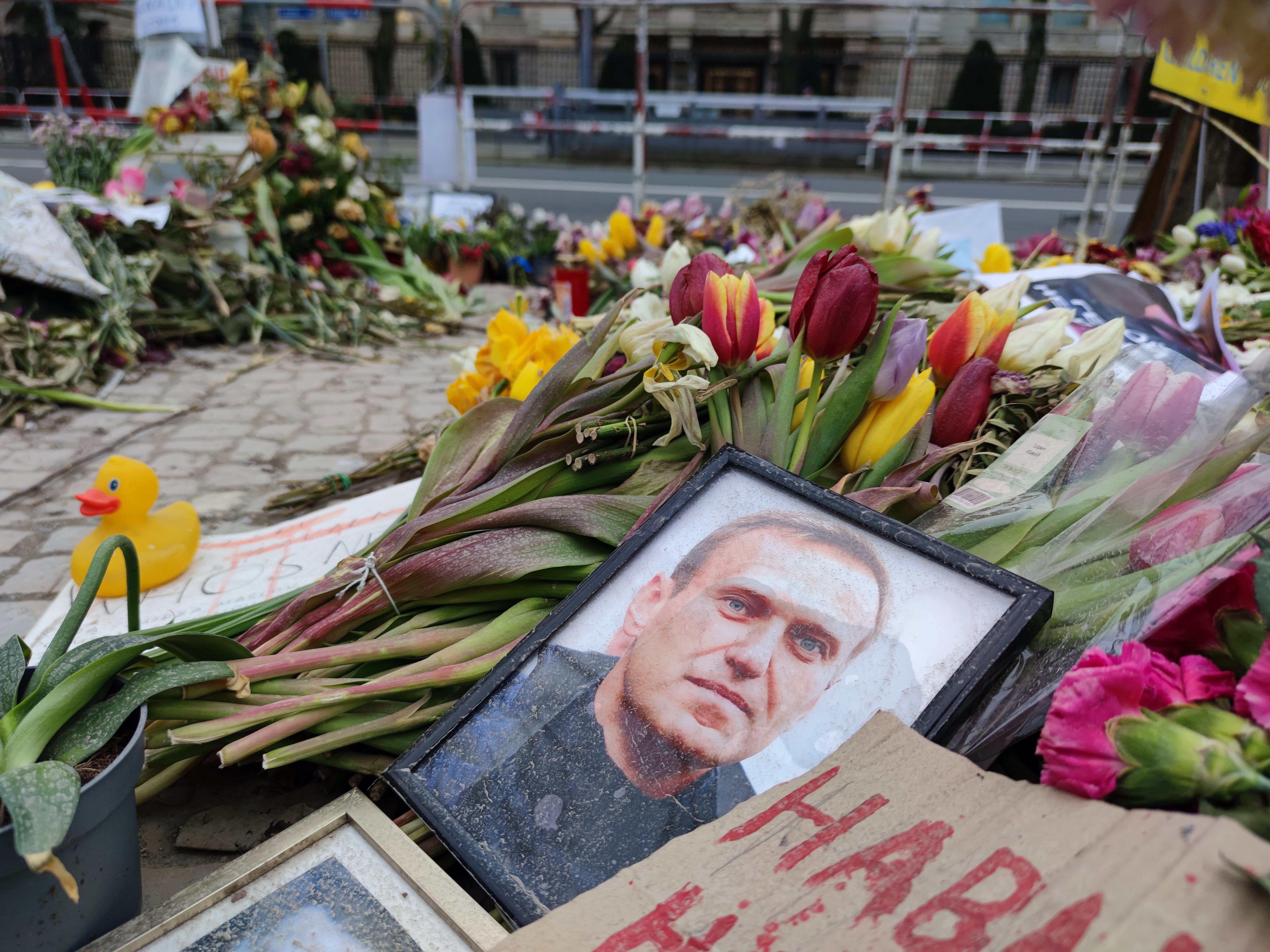 Commemoration of opposition activist Alexei Navalny, who was murdered on 16 February, held in front of the Russian Embassy in Berlin