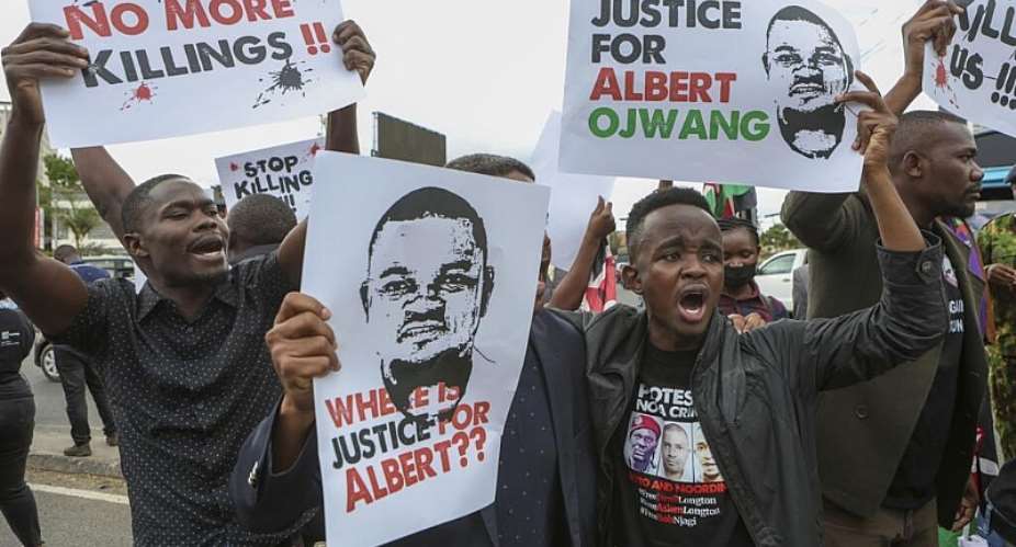 Kenyans march through the streets of Nairobi demanding justice for Albert Ojwang, who died in police custody on Monday, June 9, 2025.