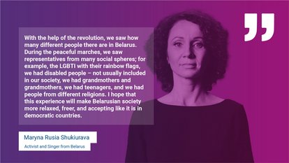 Women leading protests documentary film: Maryna Rusia Shukiurava quote