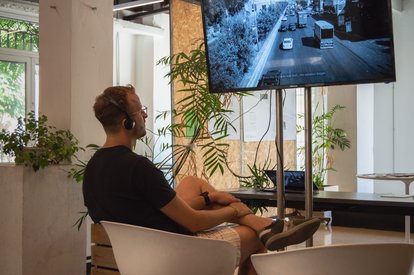 Person in front of a screen