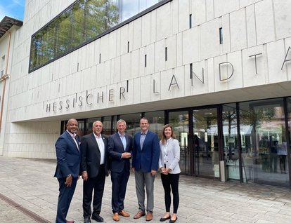 Meeting with Moritz Promny (pictured middle) ahead of the 2023 Hessian State Elections