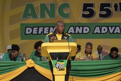 Der südafrikanische Präsident Cyril Ramaphosa spricht vor der nationalen Konferenz des African National Congress in Johannesburg, Südafrika