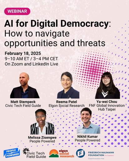 Our panel includes leading voices in digital democracy and civic tech: