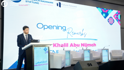 Khalil Abu Nijmeh during his opening speech, underlining the importance of active participation in the reform process.