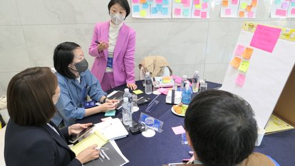 group of people discussing