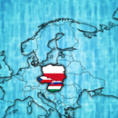 political map of europe with flags of members countries of the visegrad group