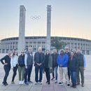 The group in front of the Olympic Stadium in Berlin