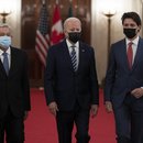 Der kanadische Premierminister Justin Trudeau  mit dem US-Präsidenten Joe Biden und dem mexikanischen Präsidenten Andres Manuel Lopez Obrador bei dem North American Leaders' Summit am Donnerstag, 18. November 2021 in Washington, D.C.