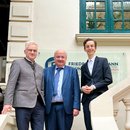 Fritz Kuermayr (right) takes a shot outside FNF Vietnam's office with Austrian Ambassador to Vietnam Hans-Peter Glanzer (middle) and FNF Vietnam Country Director Andreas Stoffers (left)