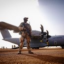 A Bundeswehr soldier at the Niamey base