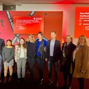 Scott Griffen (IPI), Ensaf Haidar (Wife of Raif Badawi), Hanene Zbiss (Investigative journalist from Tunisia), Tamina Kutscher (Moderator, Russia expert, journalist), Irina Borogan (Russian exile journalist and author), Andrei Soldatov (Russian exile journalist and author) and Margit Ketterle (BOEV)