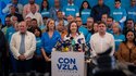 Opposition activist Maria Corina Machado (C) speaks during a press conference in Caracas, Venezuela