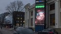 A screen near the Energy Museum and Mindaugas Bridge indicates that on February 8 the Baltic States will disconnect from the Russian electricity grid to synchronise with Continental Europe, in Vilnius, Lithuania