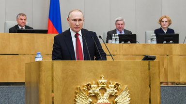 Der russische Präsident Putin bei seiner Ansprache in der Duma 
