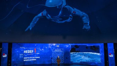 Präsident Erdogan bei der Vorstellung der türkischen 'National Space Agency'