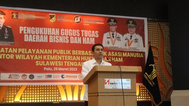 engukuhan Gugus Tugas Daerah Bisnis dan HAM Sekaligus Penguatan P2HAM di Kanwil Kemenkumham Sulawesi Tengah