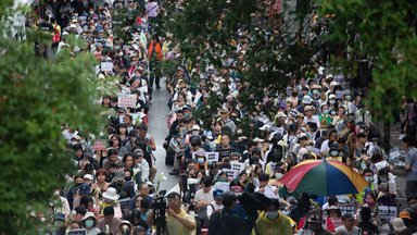 Demonstranten versammelten sich vor dem Parlament, um gegen den  umstrittenen Gesetzentwurf zu protestieren