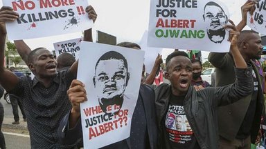 Kenyans march through the streets of Nairobi demanding justice for Albert Ojwang, who died in police custody on Monday, June 9, 2025.