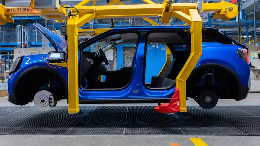 Ford Explorer electric car at the start of production in the hall. It is Ford's first electric car in Europe.